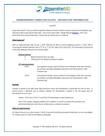 infusion for thrombolysis - StreamlineMD