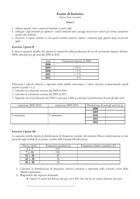 Temi d'esame statistica 2013 (pdf, it, 142 KB, 7/31/13)
