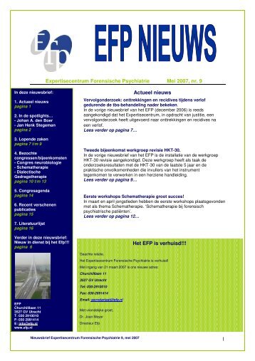1 Expertisecentrum Forensische Psychiatrie Mei 2007, nr. 9 ... - EFP