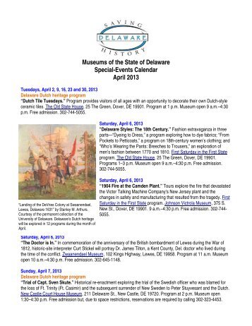 complete listing of events - Delaware Division of Historical and ...