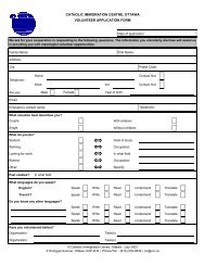 catholic immigration centre, ottawa volunteer application form