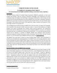 NABCEP ENTRY LEVEL EXAM CANDIDATE INFORMATION SHEET