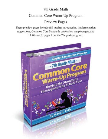 7th Grade Math Common Core Warm-Up Program Preview Pages