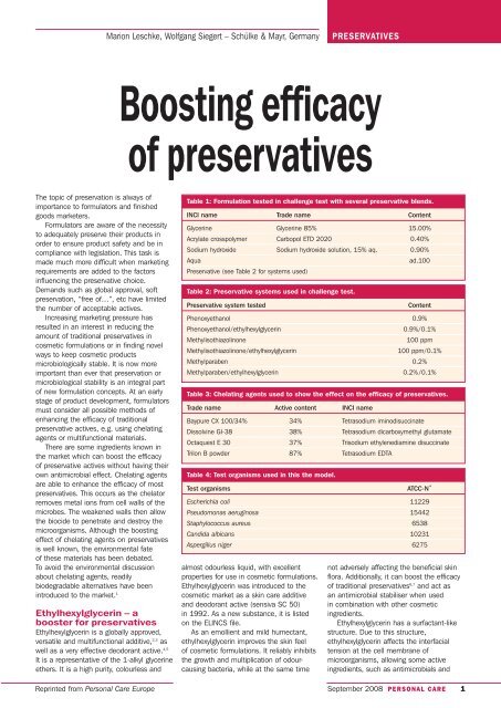 Boosting efficacy of preservatives - ResearchGate
