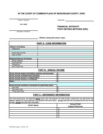 DR2 Affidavit - Clerk of Courts - Muskingum County