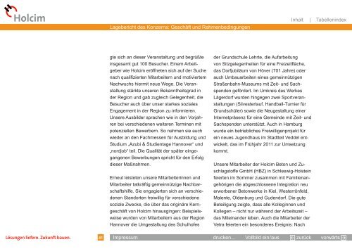Download Geschäftsbericht 2010 der Holcim Deutschland Gruppe