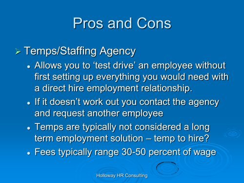 hiringslides - Holloway Human Resource Consulting
