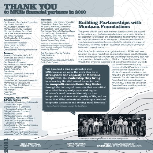 MNA 10-Year Report - 2010 - Montana Nonprofit Association