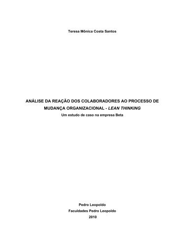 lean thinking - FundaÃ§Ã£o Pedro Leopoldo