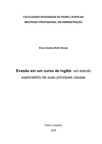 EvasÃ£o em um curso de inglÃªs - FundaÃ§Ã£o Pedro Leopoldo