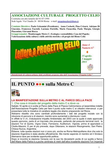 ASSOCIAZIONE CULTURALE PROGETTO CELIO - eur.roma.it