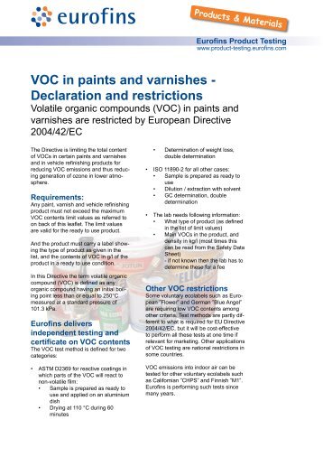VOC in paints and varnishes - Declaration and ... - Farbeundlack.de