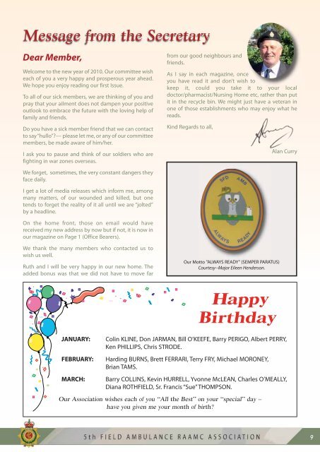 ANZAC DAY NEWSLETTER APRIL 2010