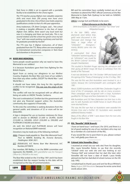 ANZAC DAY NEWSLETTER APRIL 2010