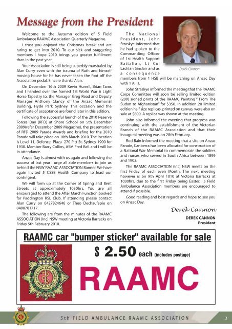 ANZAC DAY NEWSLETTER APRIL 2010