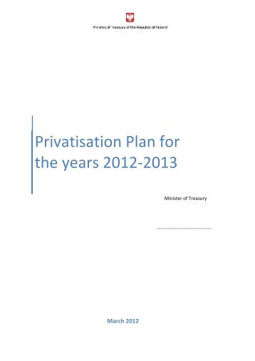 Privatisation Plan for the years 2012-2013