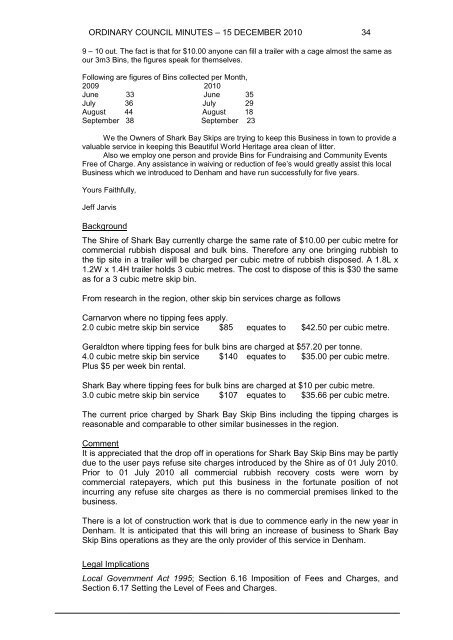 Minutes 15-12-10 - Shire of Shark Bay