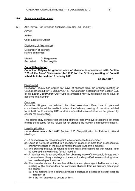 Minutes 15-12-10 - Shire of Shark Bay