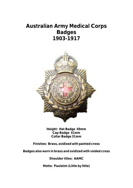 Australian Army Medical Badges