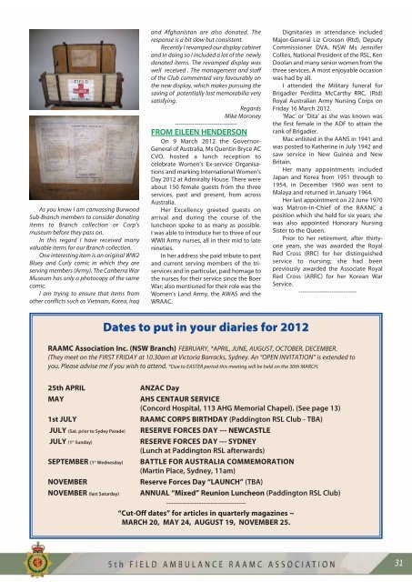 ANZAC Newsletter - RAAMC Association
