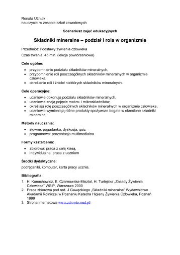 SkÅadniki mineralne â podziaÅ i rola w organizmie - Interklasa