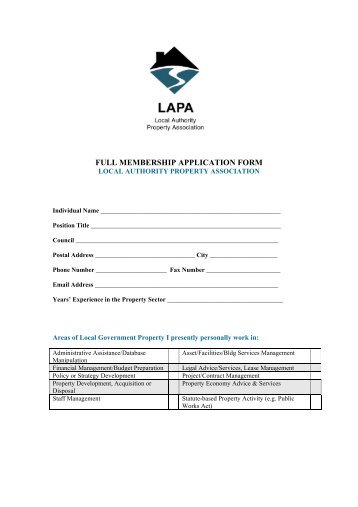 FULL MEMBERSHIP APPLICATION FORM - LAPA