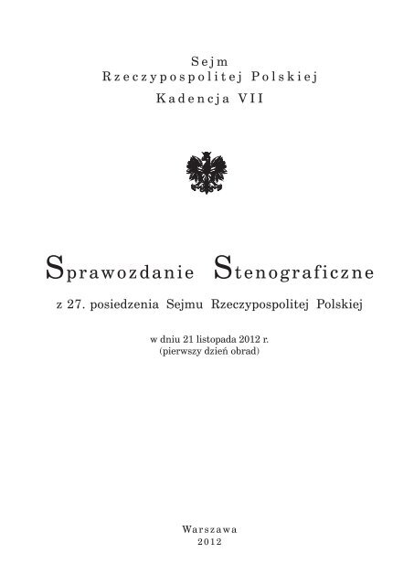 Sprawozdanie Stenograficzne - Sejm Rzeczypospolitej Polskiej