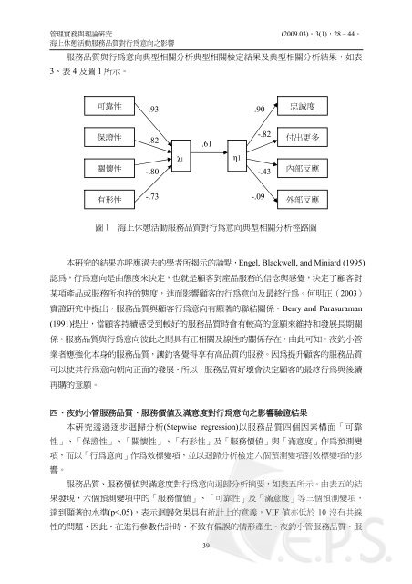 海上休憩活動服務品質對行為意向之影響 - 國立澎湖科技大學