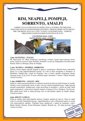 RIM, NEAPELJ, POMPEJI, SORRENTO, AMALFI - Condor Travel