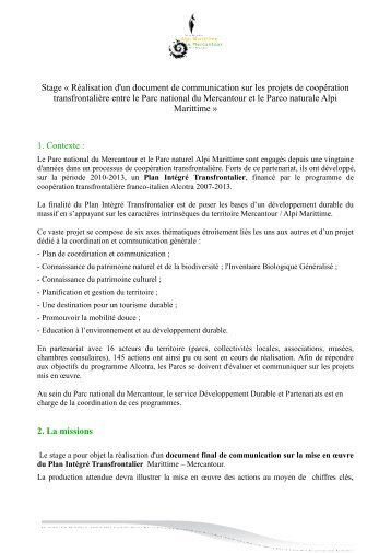 Stage Â« RÃ©alisation d'un document de communication sur les ...