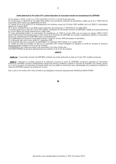 Recueil des actes administratifs nÂ° 63 du 12 octobre 2011