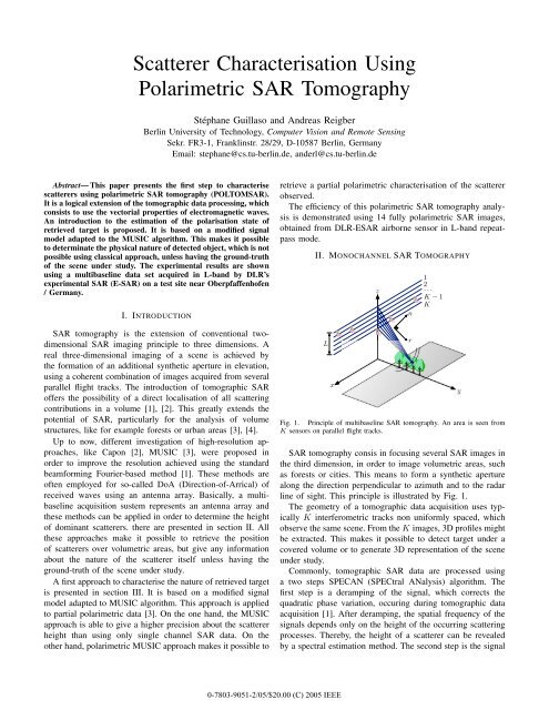 Scatterer Characterisation Using Polarimetric SAR Tomography