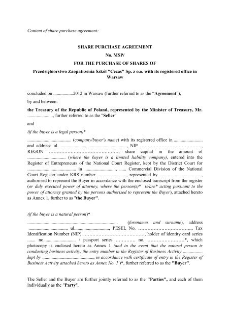 The Share Purchase Agreement