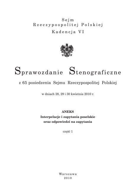 Sprawozdanie Stenograficzne - Sejm Rzeczypospolitej Polskiej