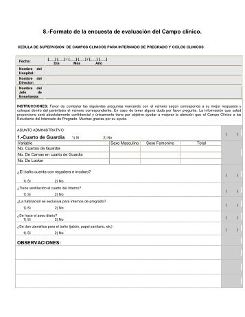 8.-Formato de la encuesta de evaluaciÃ³n del Campo clÃ­nico.