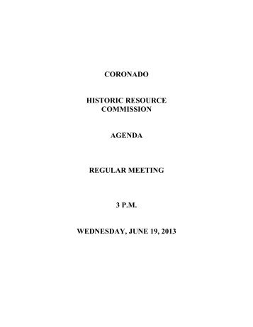 coronado historic resource commission agenda ... - City of Coronado