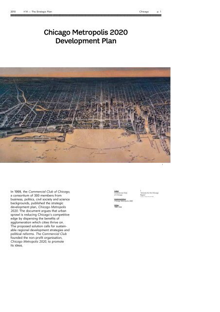 Urban Planning in Berlin, London, Paris and Chicago 1910 and 2010