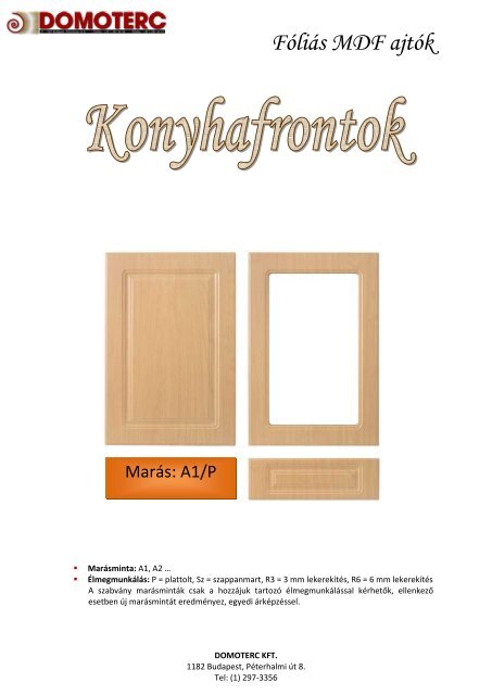 FÃ³liÃ¡s MDF ajtÃ³k - Domoterc Kft.