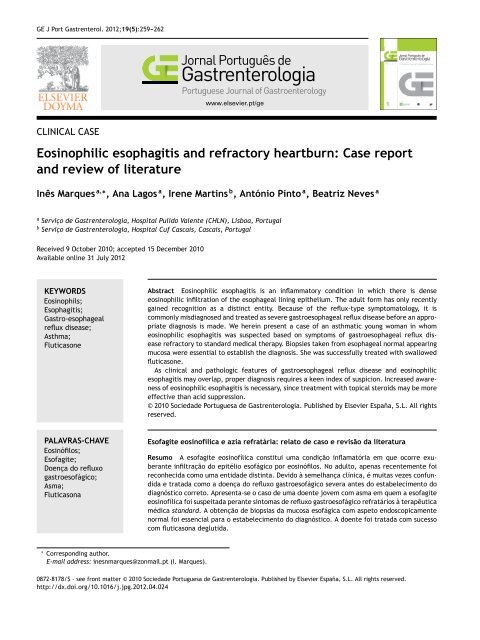 Eosinophilic esophagitis and refractory heartburn: Case ... - SciELO