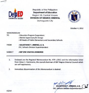 Delitv - DepEd NegOr Memo