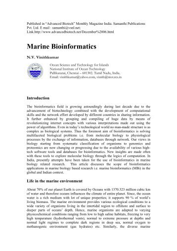 Marine Bioinformatics - NIOT