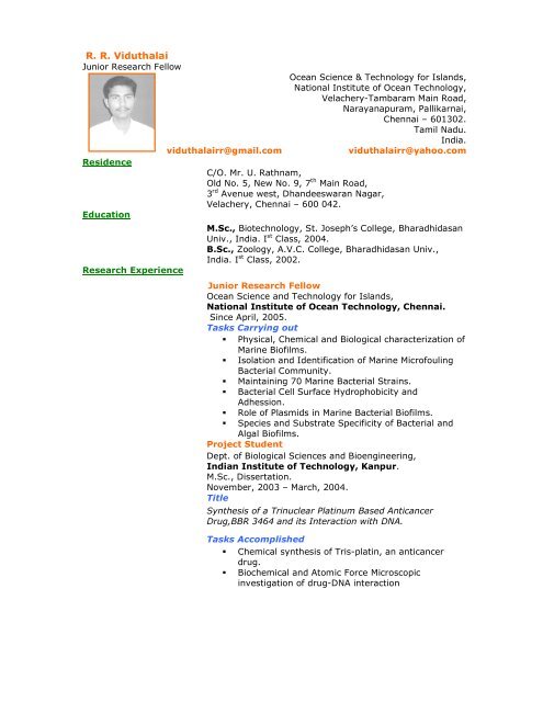 Biodata (pdf) - NIOT