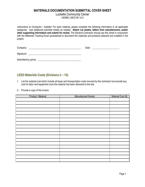 LEED Materials Documentation Submittal Cover Sheet_Lucketts.pdf