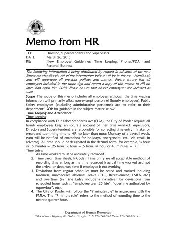 Memo from HR - International Personnel Management Association