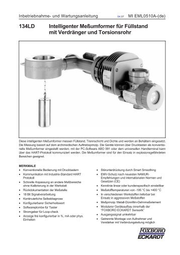 Inbetriebnahme und Wartungsanleitung - FOXBORO ECKARDT