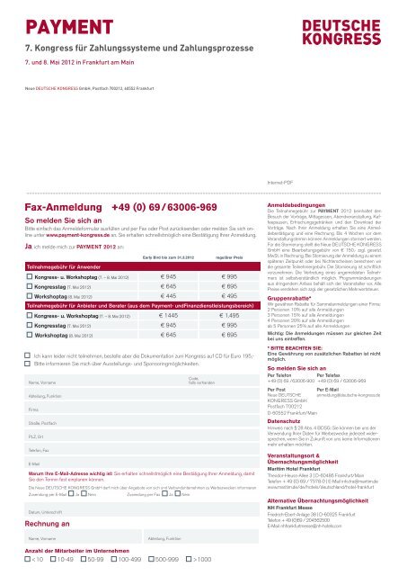 7. Kongress für Zahlungssysteme und Zahlungsprozesse - PAYMENT