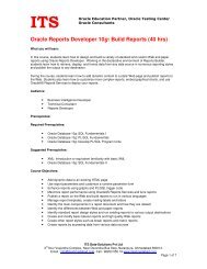 Oracle Reports Developer 10g: Build Reports (40 hrs)