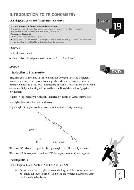 Gr 10 Introduction to Trig - Maths Excellence