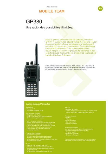 GP380 Specification - Motorola Solutions