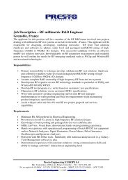 Job Description â RF millimetric R&D Engineer Grenoble, France